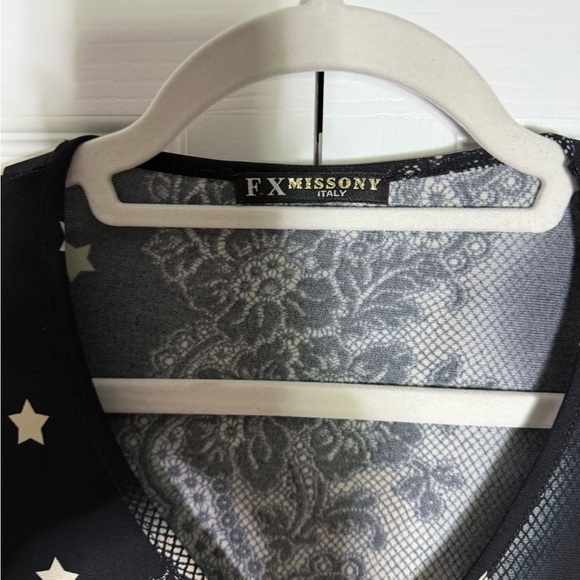 fx missony italy Black and Cream Star Pattern Dress - Picture 8 of 11